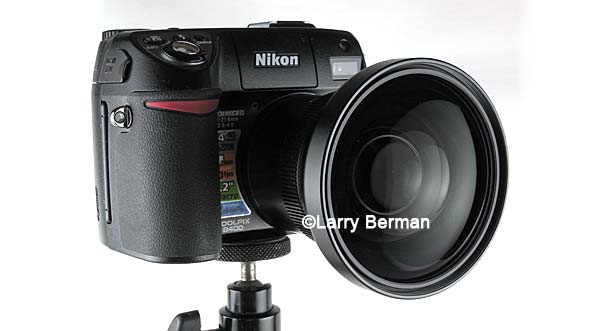 The WC-E75 wide angle mounted on the CoolPix 8400