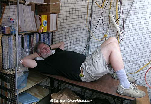 Sleeping behind the booth at the Ann Arbor Art Fair