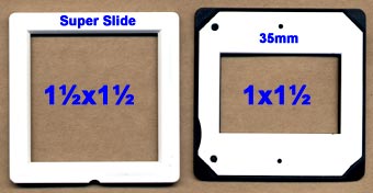 Comparison of super slide to a regular 35mm slide mount